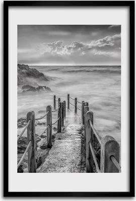 Produktbild von Bild - Bilderrahmen - 40 cm x 60 cm - MDF - Rahmen - Wandkunst - Weg am Meer