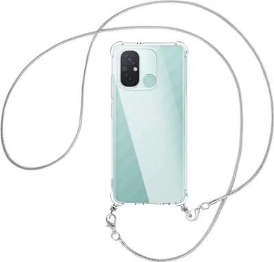 Produktbild von Handykette Backcover-Schutzhülle mit Band (Metall silberfarben) für Xiaomi Redmi 12C (6.71'') - silberfarbene Snake-Kette