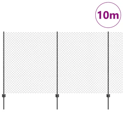 Image de Clôture à mailles métalliques vidaXL avec poteaux, 10 x 1,4 m (L x H)