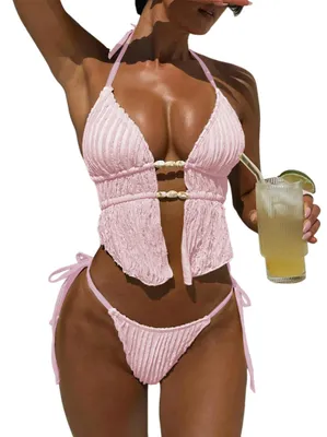 Produktbild von Damen V-Ausschnitt Bikini Set mit Triangle Top