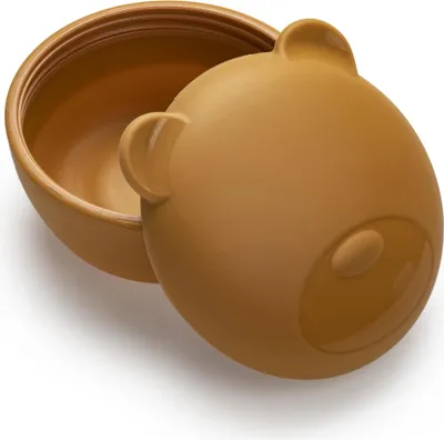 Produktbild von Snackbox Bär aus Silikon für Kinder, spülmaschinen- & gefrierfest, 11,8x11,8x7,5 cm, 0,35 l
