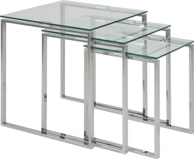 Immagine prodotto di Tavolino modulare >Katrine< (3 elementi) in vetro trasparente - 50x55x50 cm (LxAxP)