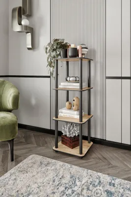 Produktbild von Skye Decor, Moderner Bücherregal aus 100% MDF, Eiche, 34 x 106 x 34 cm | Komprimierte Kraftbeine | Stilvolles und funktionales Design für Ihr Zuhause oder Büro