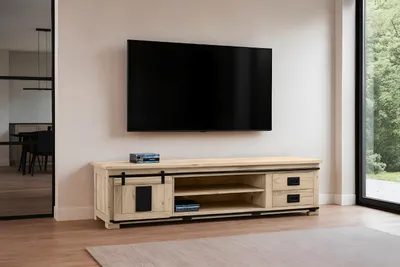 Produktbild von Möbelretoure Lowboard Akazienholz massiv eichefarben Fernsehkommode 200 x 50 x 55 cm LIBRO III