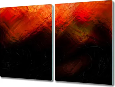 Produktbild von Coloray Herdabdeckplatte 2x40x52 cm Schneidebrett Kochplattenabdeckung Küchenbrett Hackbrett - Feuer in der Nacht