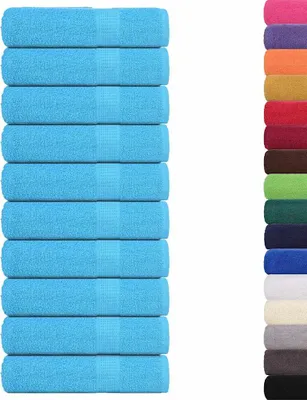 Image de vidaXL Serviettes de douche FROGN, lot de 10, turquoise, 70 x 140 cm, 360 g/m²