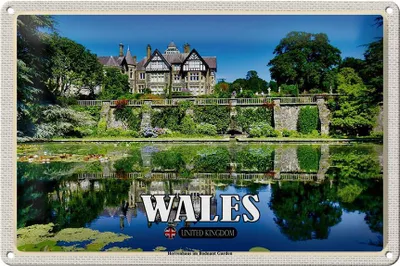 Produktbild von Blechschild Reise 30x20cm Wales United Kingdom Bodnant Garden