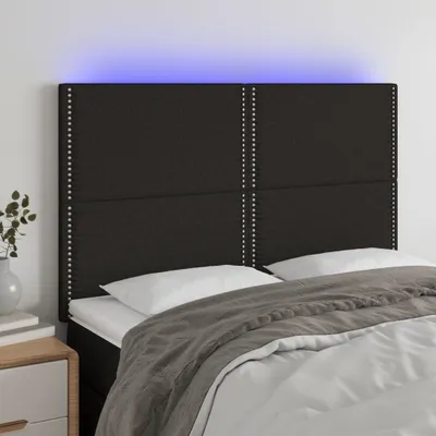 Produktbild von The Living Store LED Kopfteil Schwarz 144x5x118/128 cm Stoff