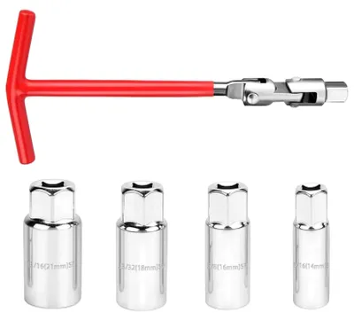 Obrázok produktu pre Sada kľúčov na sviečky T-greep a 4 kľúče na sviečky: 14 mm, 16 mm, 18 mm, 21 mm