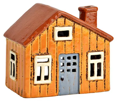 Productafbeelding van Lichthuis van aardewerk, bruin (B/H/D) 13x12x8cm