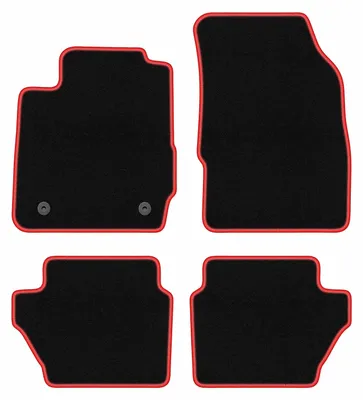 Produktbild von Fußmatten Automatten Velours Schwarz/Rot für Ford Fiesta MK7 2011-2017 Set 4-tlg