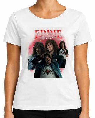 Produktbild von Eddie Munson Hellfire Club Stranger Metal Geschenk Vintage Serie Damen T-Shirt, Weiß, 3XL