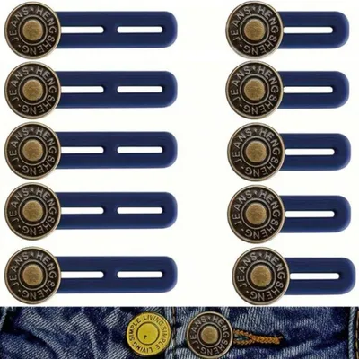 Taillenverlängerer 10er-Set, verstellbar, Jeans-Knopf-Expander, Silikonband