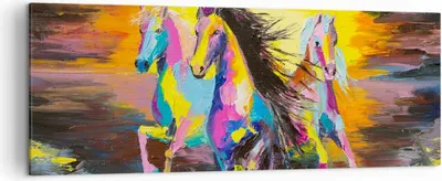 Produktbild von Bild auf Leinwand - Leinwandbild - Pferd Natur Tier - 140x50cm - Wand Bild - Wanddeko - Wandbilder - Leinwanddruck - Bilder - Kunstdruck - Wanddekoration - Leinwand bilder - Wandkunst - AB140x50-3433