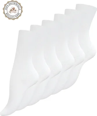Produktbild von Yenita® 6 Paar 100% Baumwoll-Socken 39-42 weiß