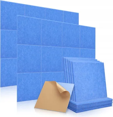 Zdjęcie produktu dla Kwadratowe Płyty Akustyczne Niebieskie Samoprzylepne 12Szt 30X30Cm