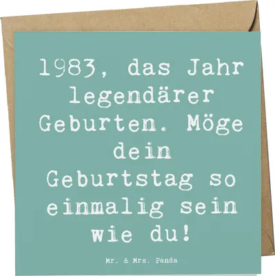 Produktbild von Mr. & Mrs. Panda Grußkarte Spruch 1983 Geburtstag - Meeresbrise - Geschenk, Glückwunschkarte, Feiern, besonderes Jahr, Jubiläum, Geburtstagsgeschenk, anlasskarte, Alter