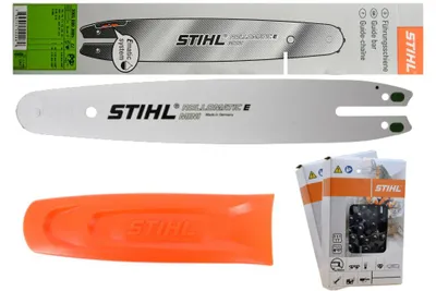 Produktbild von Stihl Führungsschiene Rollomatic E Mini 30050003905 30cm 3/8'P 1,1mm + Stihl 2 Stück Ketten 36100000044 + Stihl Schwertschutz 9171