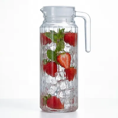 Produktbild von BigDean Kühlschrankkrug 1,1 Liter Glas Wasserkrug mit Deckel ergonomischer Griff