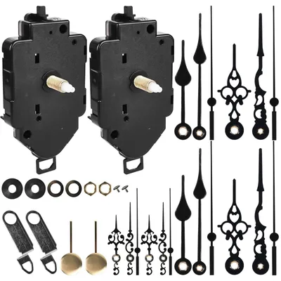 Pendel Uhrwerk 2er Set, Quarz, 23 mm, 6 Zeiger, geräuschlos