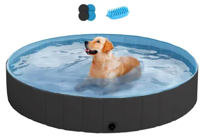 Produktbild von Hundepool für Hunde 100 cm/120 cm/140 cm/160 cm Haustierpool Katzenpool Wasserbad PVC rutschfest mit Ablassventil