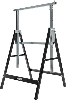 Produktbild von STIER Teleskop-Arbeitsbock, Tragkraft 200 kg, Unterstellbock höhenverstellbar 82 - 130 cm, aus Stahl-Vierkantrohr, kratzfeste Kunststoffbeschichtung, mit Rasthaken gegen Verrutschen