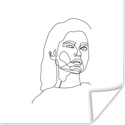 Produktbild von MuchoWow® Poster Frauen - Gesicht - Strichzeichnung - Abstrakt 50x50 cm - Wohnzimmerdekoration