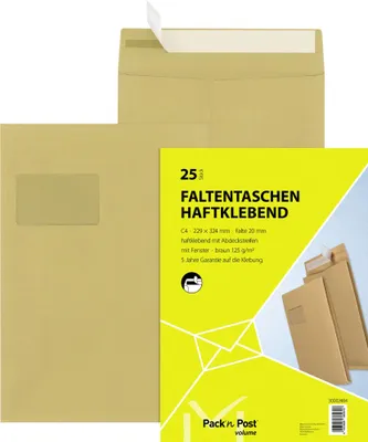 Produktbild von MAILmedia Faltentasche 30002484 C4 hk mF 20mmFalte br 25 St./Pack.