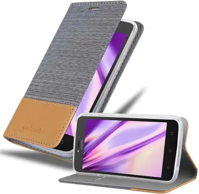 Produktbild von Cadorabo Hülle für Motorola MOTO C PLUS Schutzhülle in Grau Handy Hülle Etui Book Case Cover