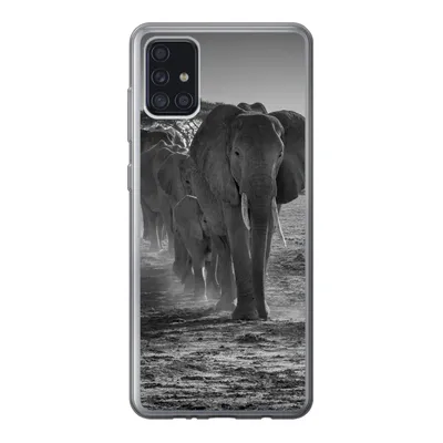 Produktbild von MuchoWow® Handyhülle Schutzhülle Hülle für Samsung Galaxy A52 5G Elefant - Einfarbig - Tiere - Schwarz - Weiß Silikon Softcase Handy Hülle - Umschlag