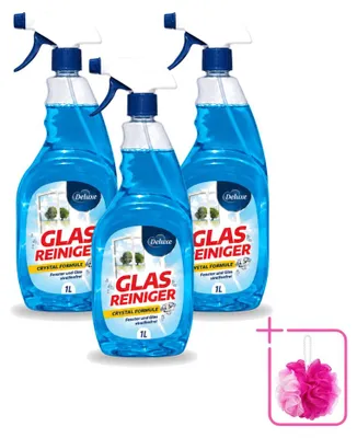 Produktbild von 3 x Deluxe Glasreiniger mit Crystal-Formel - 1 L - Sparpackung - 3 Stücke