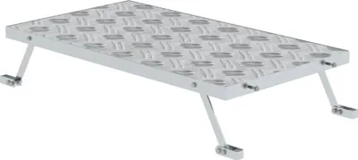 Produktbild von Arbeitspodest modular | Überstiegsmodul | Aluminium-Warzenblech | Rutschfeste Kunststoffschuhe