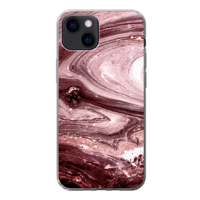 Produktbild von MuchoWow® Handyhülle Schutzhülle Hülle für iPhone 13 mini Marmor - Gold - Rosa Silikon Softcase Handy Hülle - Softcase