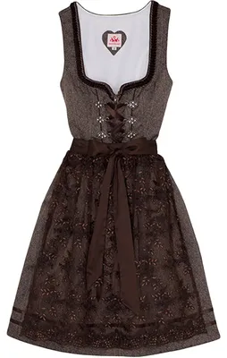Produktbild von Spieth & Wensky Dirndl Bea Midi-Dirndl Kleid 2-teiliges Trachtenkleid kurz Rocklänge 55cm, Farbe:Braun, Größe:38/M