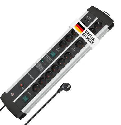 Produktbild von Brennenstuhl 1392000232, 3 m, Drinnen, Type E/F, IP20, Schwarz, Silber, 14 AC-Ausgänge