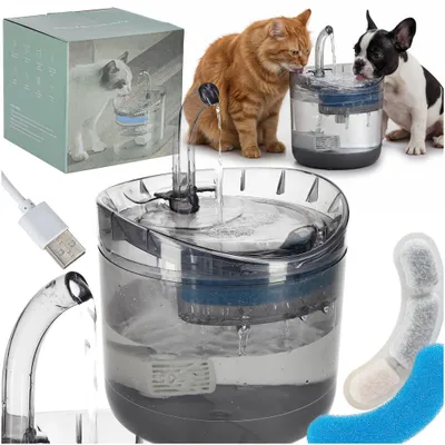 Image de Fontaine automatique pour animaux de compagnie (chien, chat, etc.), abreuvoir USB de 1,8 litre avec filtre et système de nettoyage