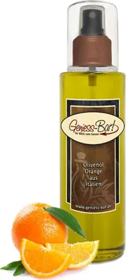 Produktbild von Sprühöl Olivenöl Orange aus Italien 0,26L Sprühflasche sehr aromatisch kaltgepresst Pumpspray