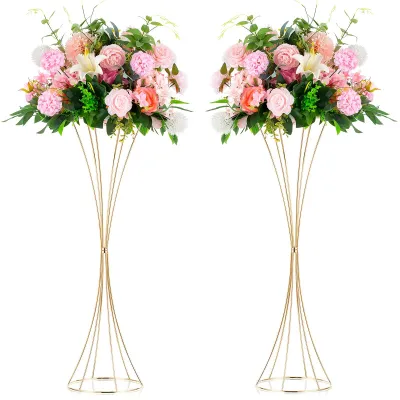2er Set Goldene Metall-Trompetenvase, 79 cm, Hochzeits-Deko