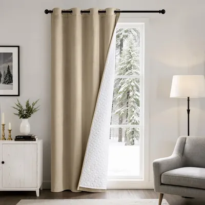 Image de Solidchoice - Rideaux occultants thermiques - Double couche d'isolation pour chambre et salon (beige, 260 x 132 cm)