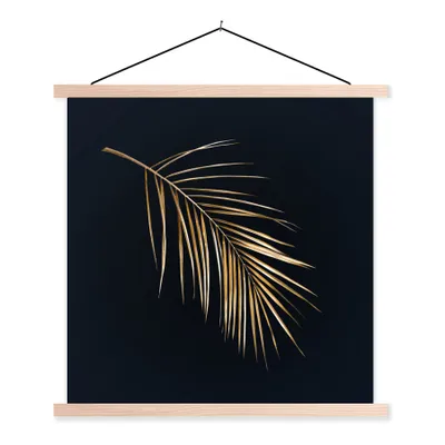 Produktbild von MuchoWow® Textilposter Pflanzen - Gold - Schwarz - Blätter - Luxus 120x120 cm mit holzfarbenen Rahmen - Textil-Poster