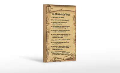 Produktbild von Holzschild Spruch 12x18cm die 10 Gebote des Wirtes
