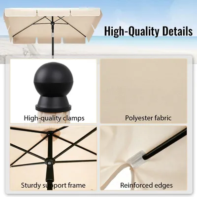 Image de Parasol de plage - Parasol carré - 2 mètres - Double couche - Imperméable - Toile - Beige