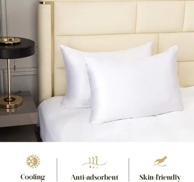 Produktbild von Famanu Kissenbezug 100% natürliche reine Seide - 40x60 cm, weiß, 600 Fäden