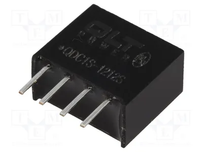 Obrázek produktu pro 1x Měnič: DC/DC, 1W, rozměry 4 x 7 x 11,7 x 10 mm, typ QDC1S-1212S. DC/DC měnič. Vstupní napětí: 10,8 ÷ 13,2V. Výstupní napětí: 12V DC