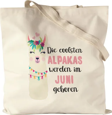 Produktbild von Die Coolsten Alpakas Werden im Juni Geboren Jutebeutel Stoffbeutel Canvas Wunschmonat Geschenkidee Geburtstag