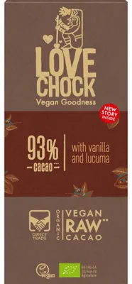Produktbild von Tafelschokolade 93% Kakao - Vanille und Lucuma 70g