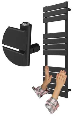 Zdjęcie produktu dla Granitan – grzejnik łazienkowy – suszarka do ręczników – 120 x 50 cm – czarny – podgrzewacz do ręczników – OSLO