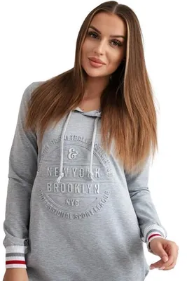 Produktbild von Brooklyn Kleid grau mit Logo, Baumwolle Elasthan, Einheitsgröße, Gesamtlänge 98 cm