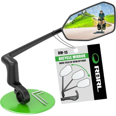 Immagine prodotto di Specchietto per bicicletta da montare sul manubrio, con vetro temperato, realizzato in lega di alluminio, rotazione a 360°, pieghevole, adatto per e-bike, scooter elettrici (destro)