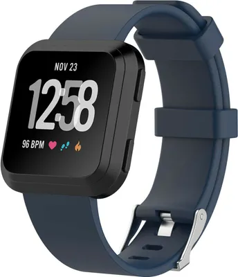 Produktbild von Strap-it Fitbit Versa / Versa 2 Armband Silikon (Dunkelblau) - Große: M/L
